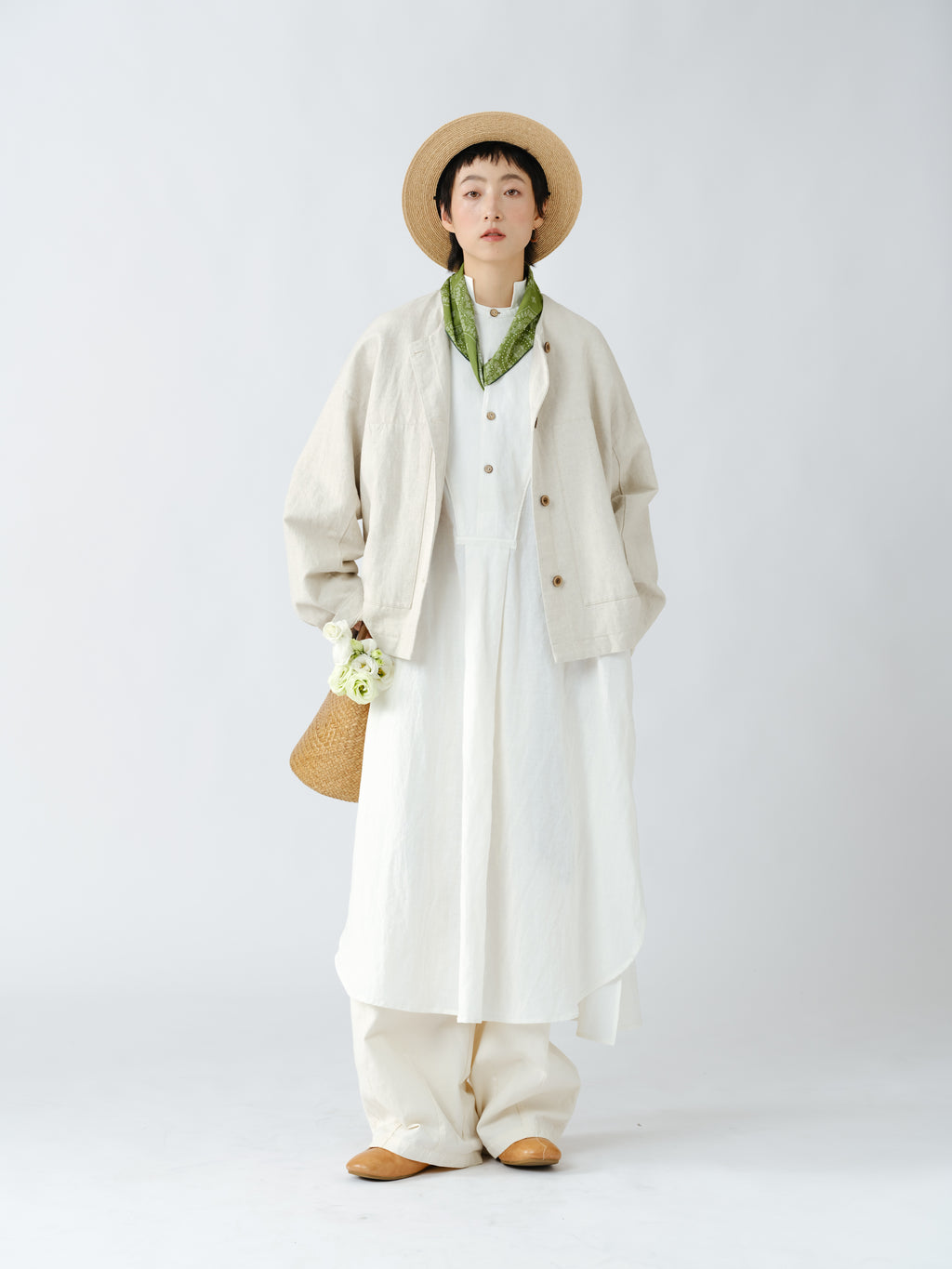 雨露麻クルーネックジャケット