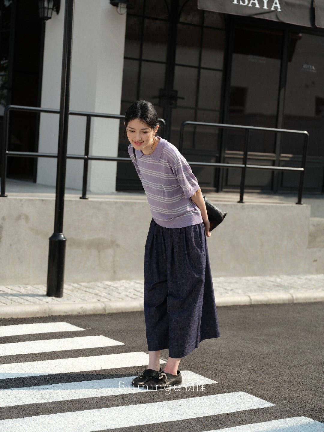 竹節デニム・スカートパンツ