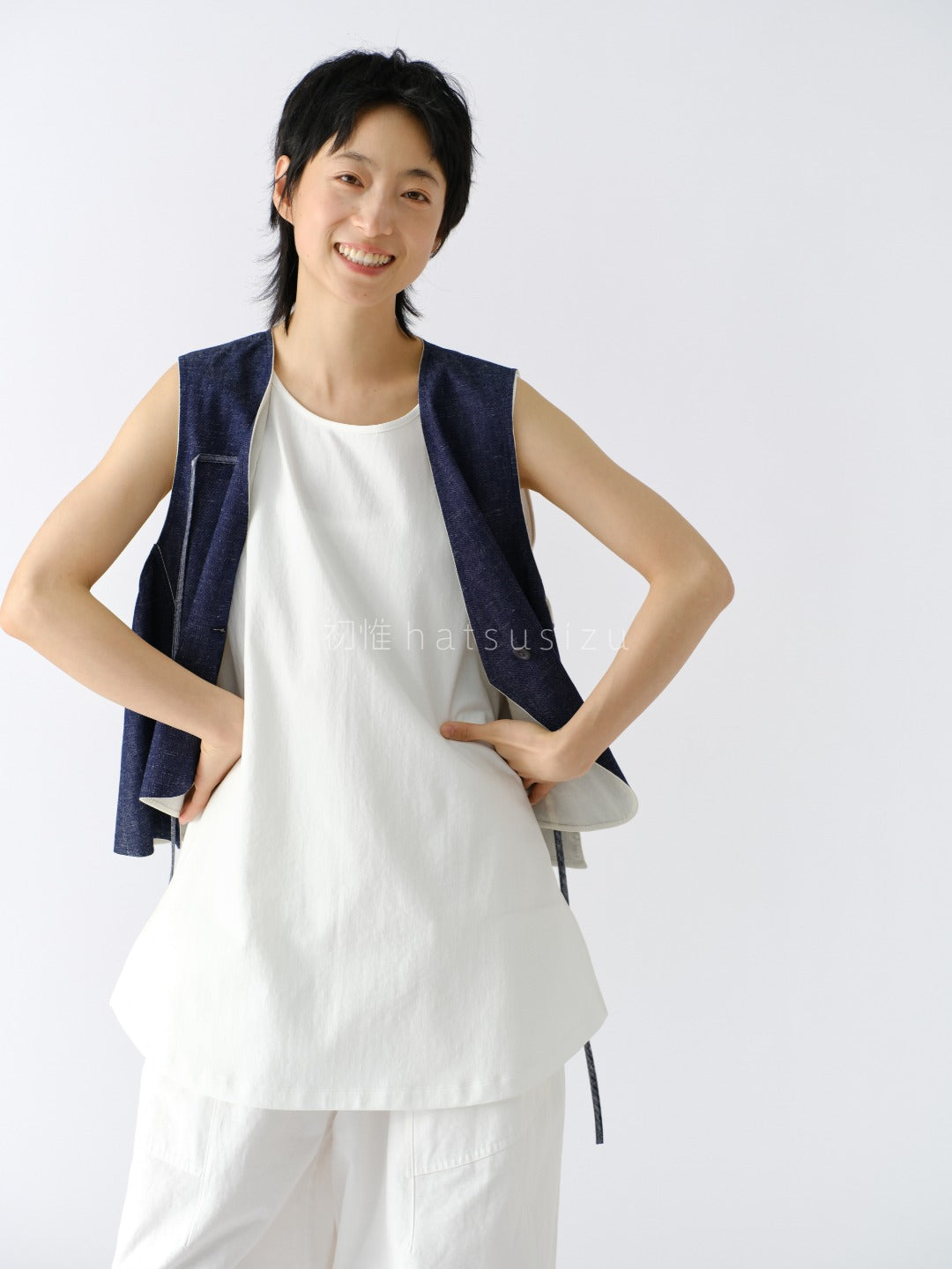 竹節デニムベスト