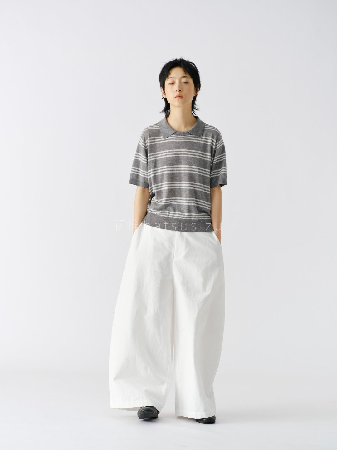 竹節コットンリネン カーブパンツ