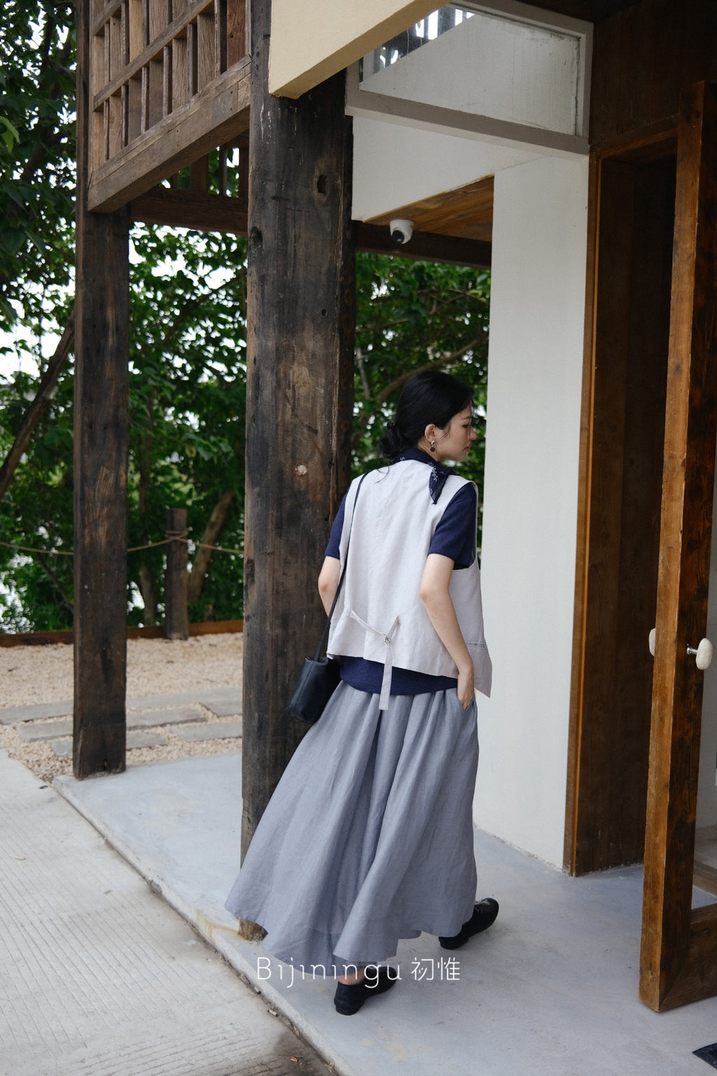 リネンブレンド シンプルベスト