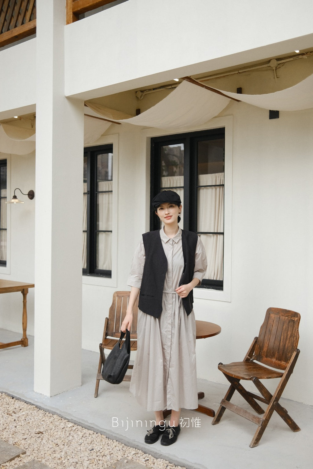 リネンブレンド シンプルベスト