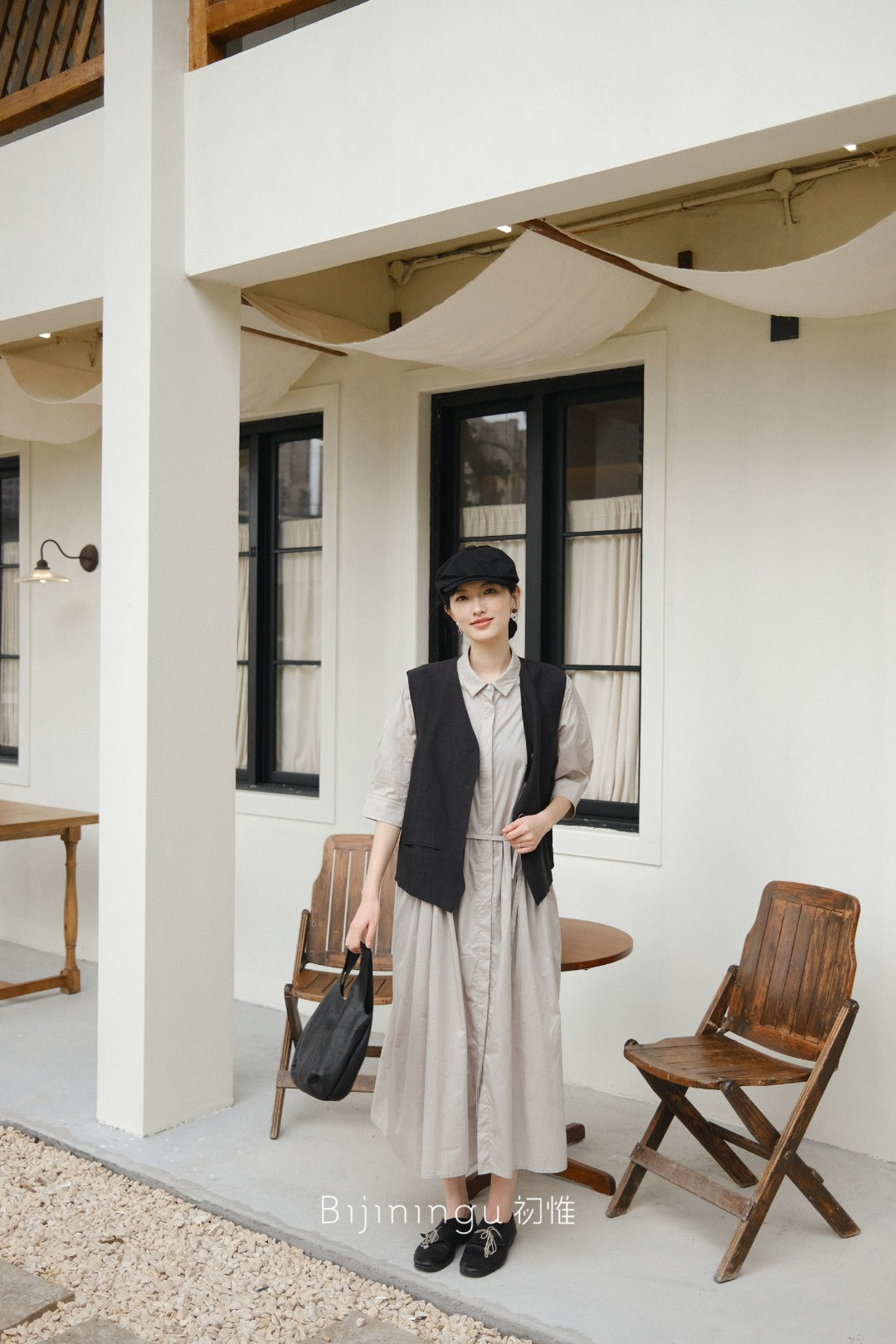 リネンブレンド シンプルベスト