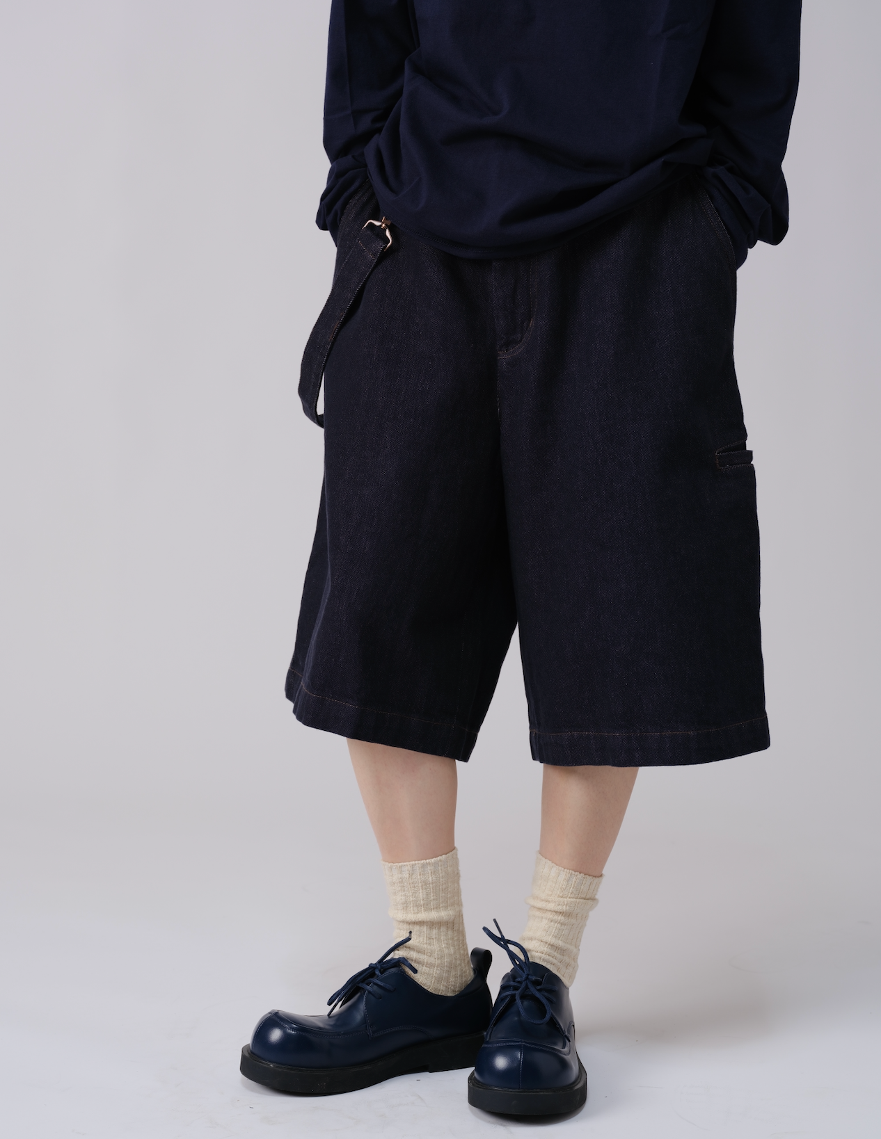 少年風デニムハーフパンツ