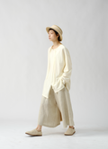 アシンメトリードレープ長袖Tシャツ