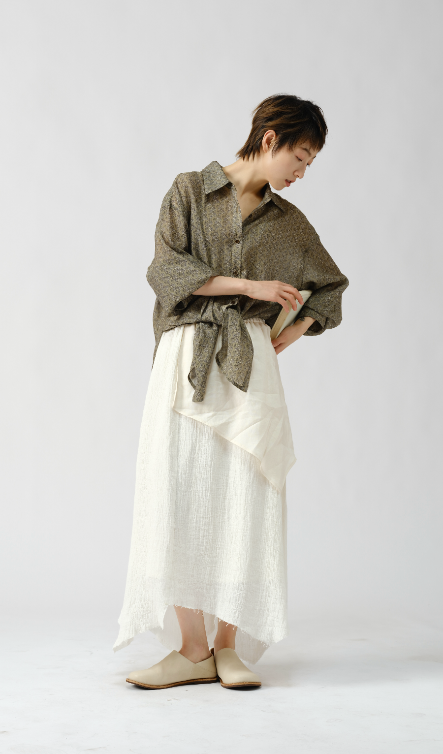 シワ加工アシンメトリースカート