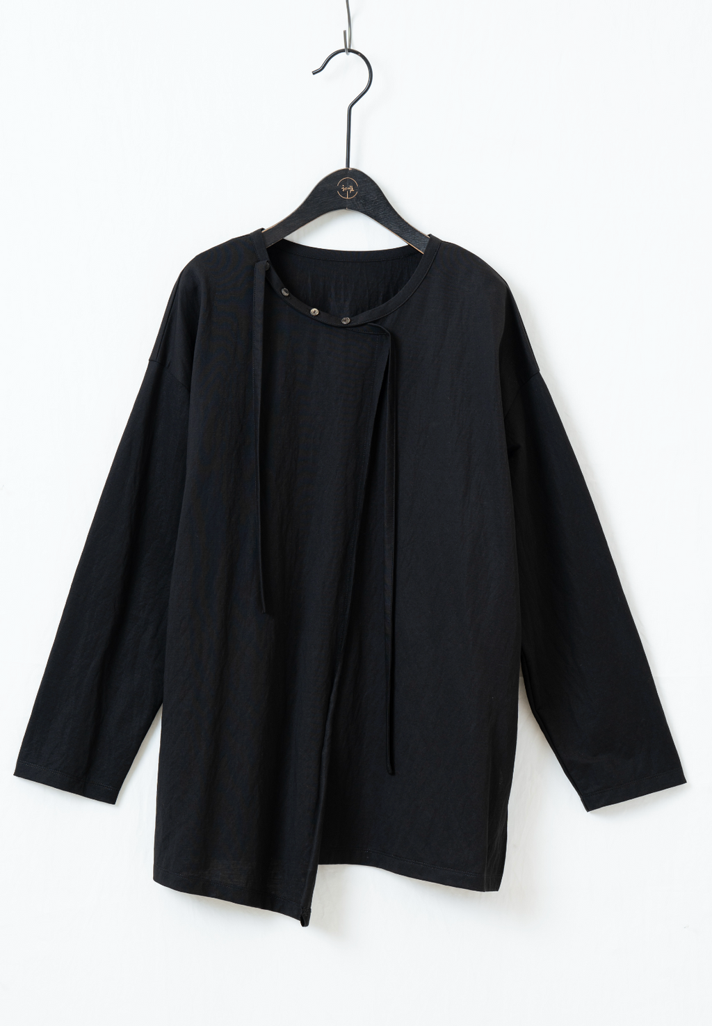 アシンメトリードレープ長袖Tシャツ