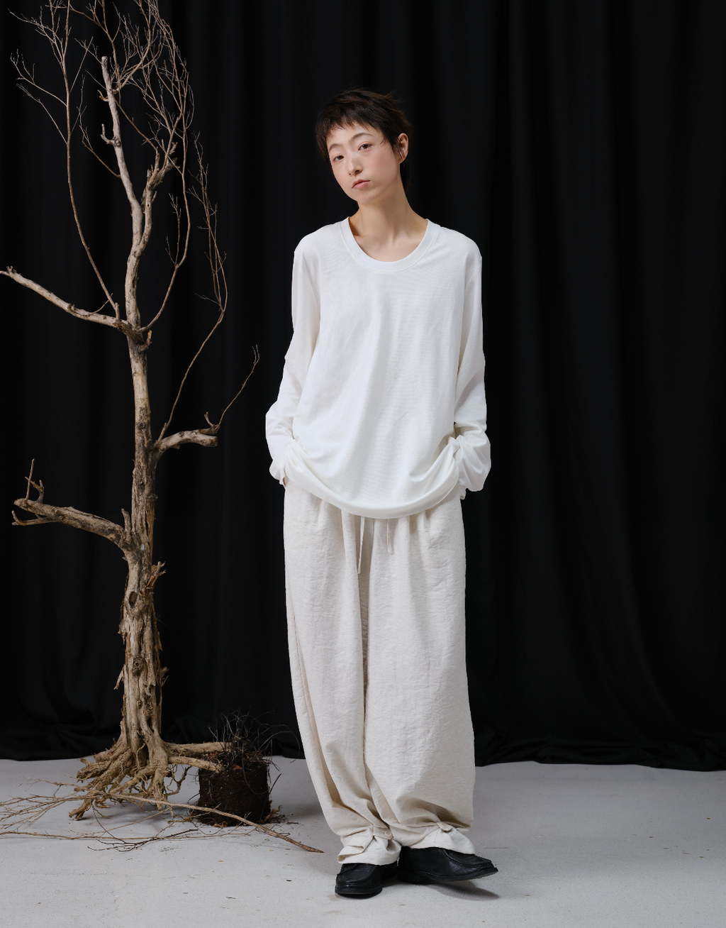 エコサイロンペーパー糸ロングTシャツ