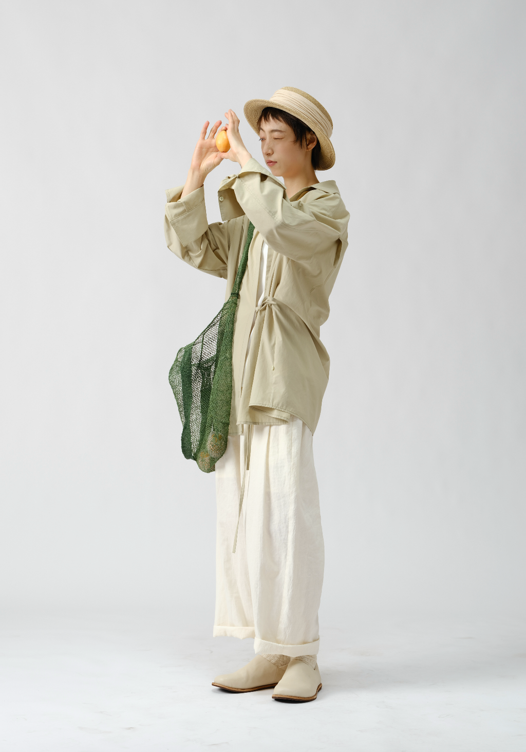 綿麻テーパードパンツ