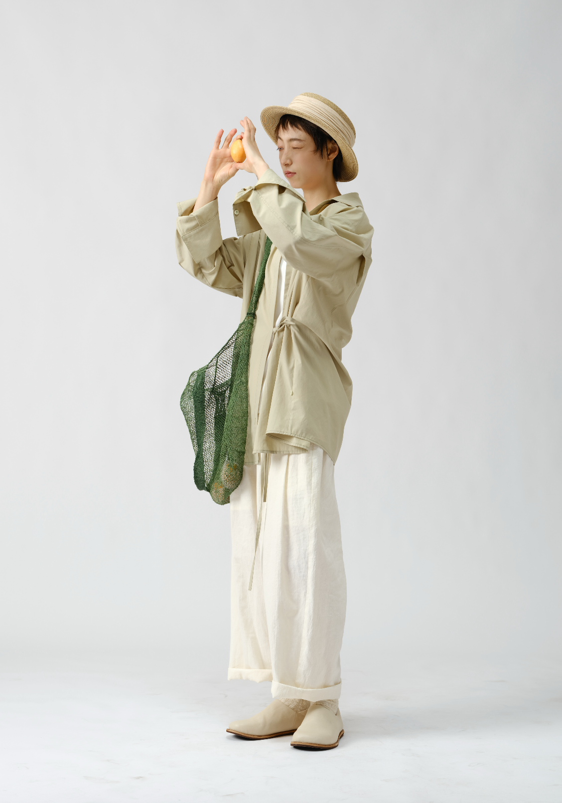 綿麻テーパードパンツ