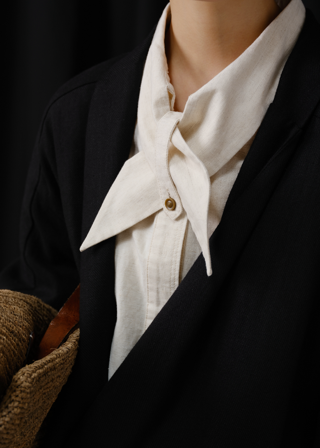 前衛アートカラーリネンシャツ