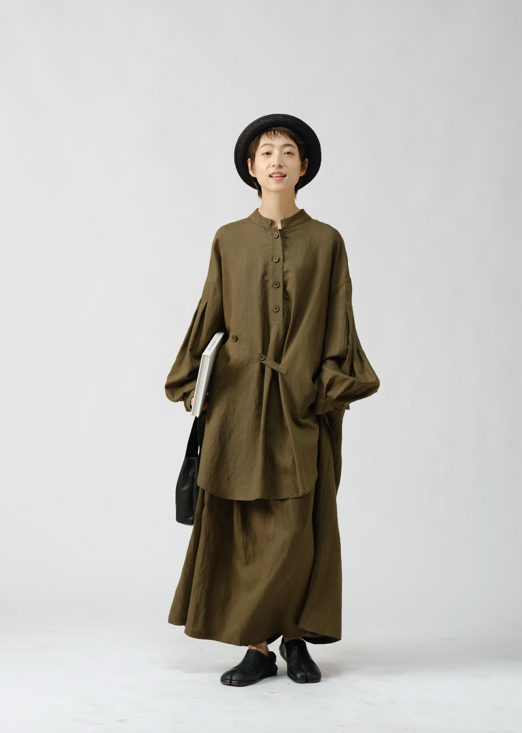 アート風ウエストシェイプロングスカート