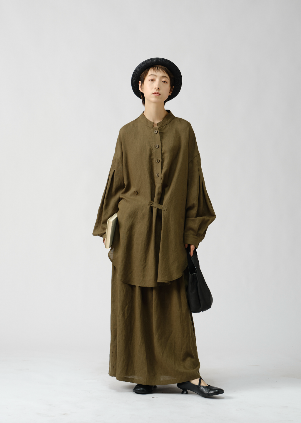 アート風ウエストシェイプロングスカート