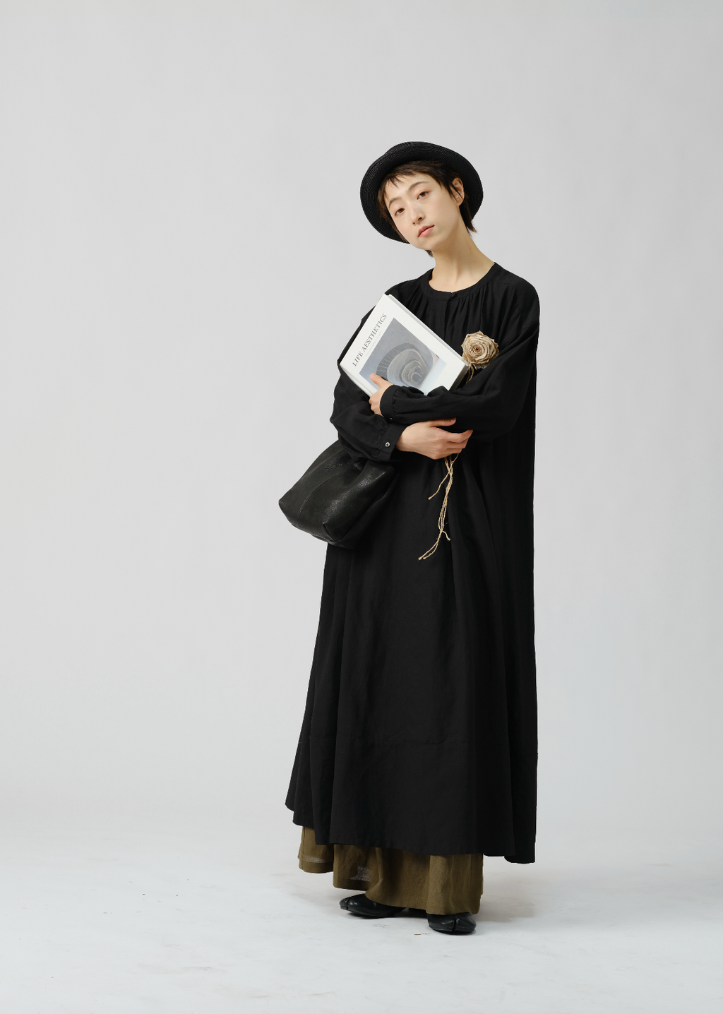 アート風ウエストシェイプロングスカート