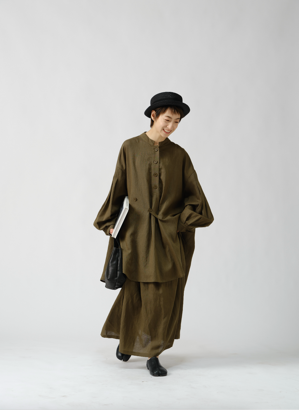 アート風ウエストシェイプロングスカート