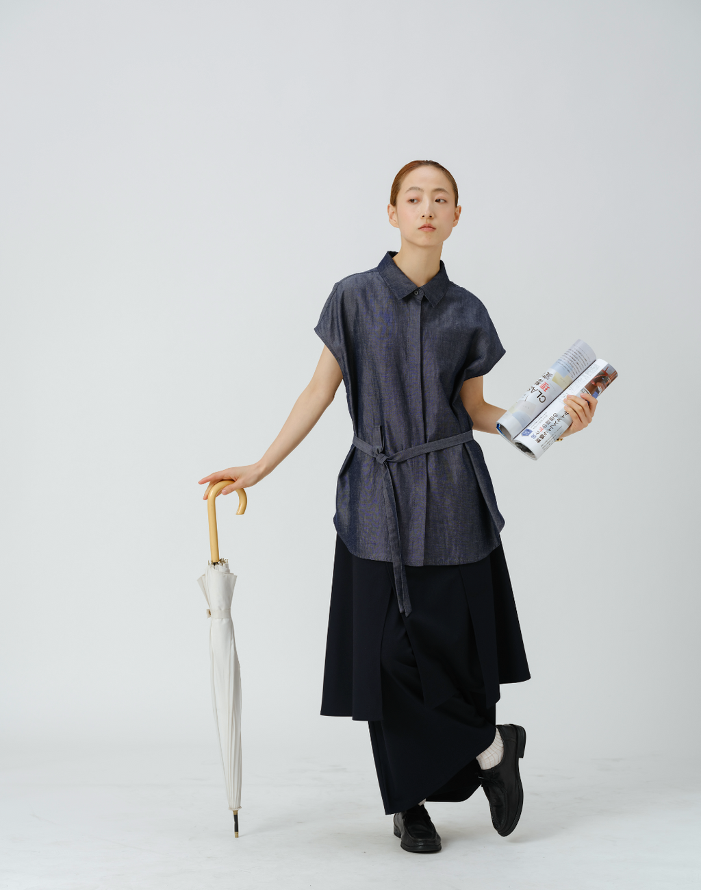 デニムノースリーブシャツ