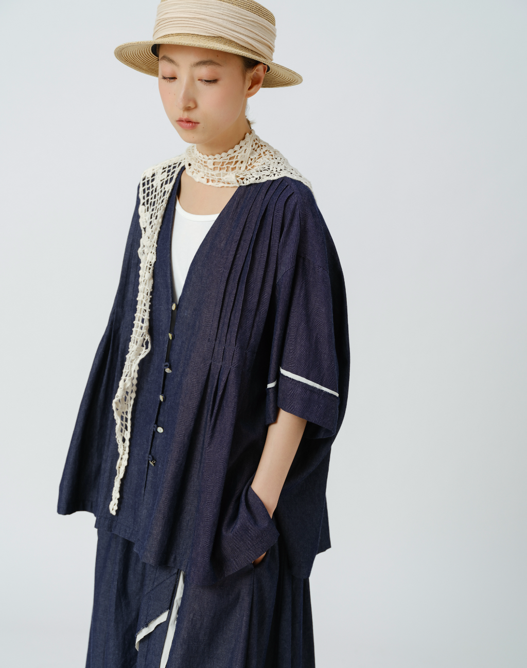 デニム半袖アウター