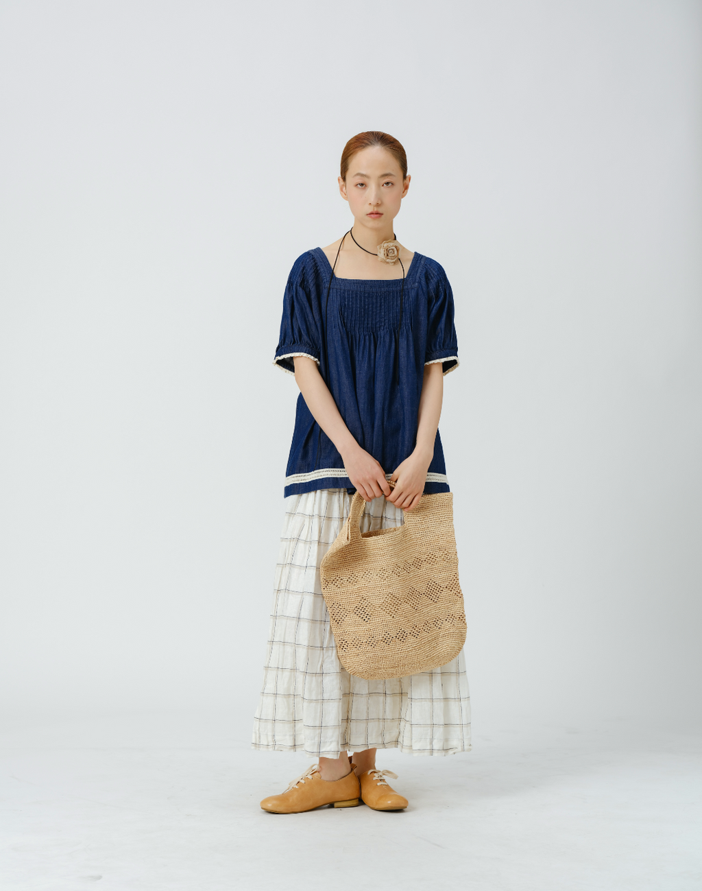 デニム半袖トップス