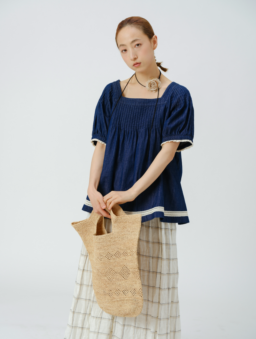 デニム半袖トップス