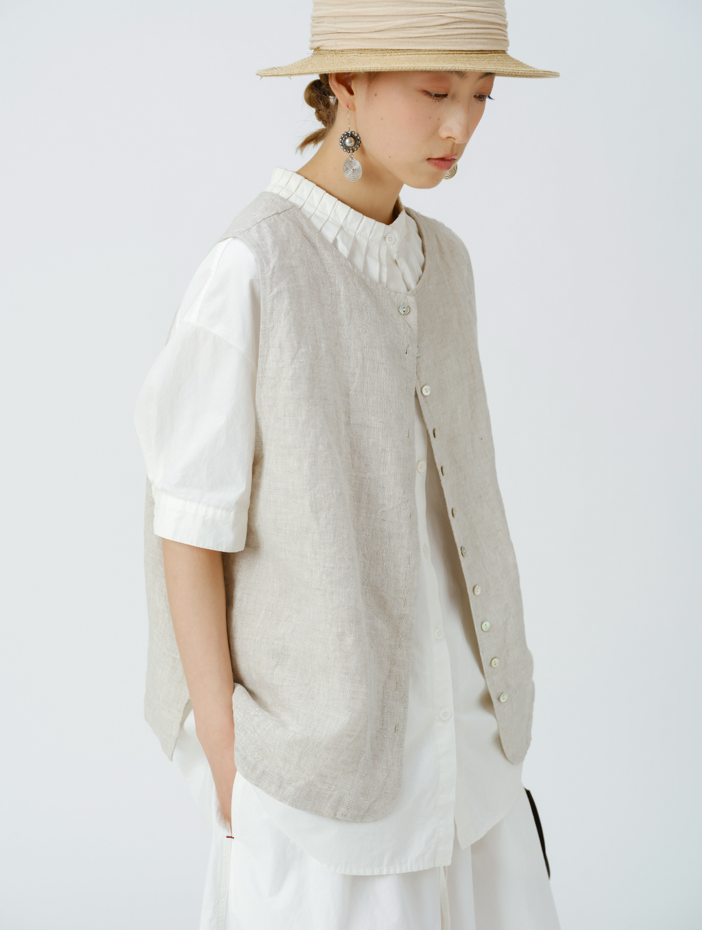 天然リネンベスト