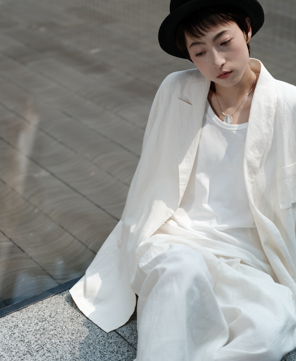 綿麻テーパードパンツ