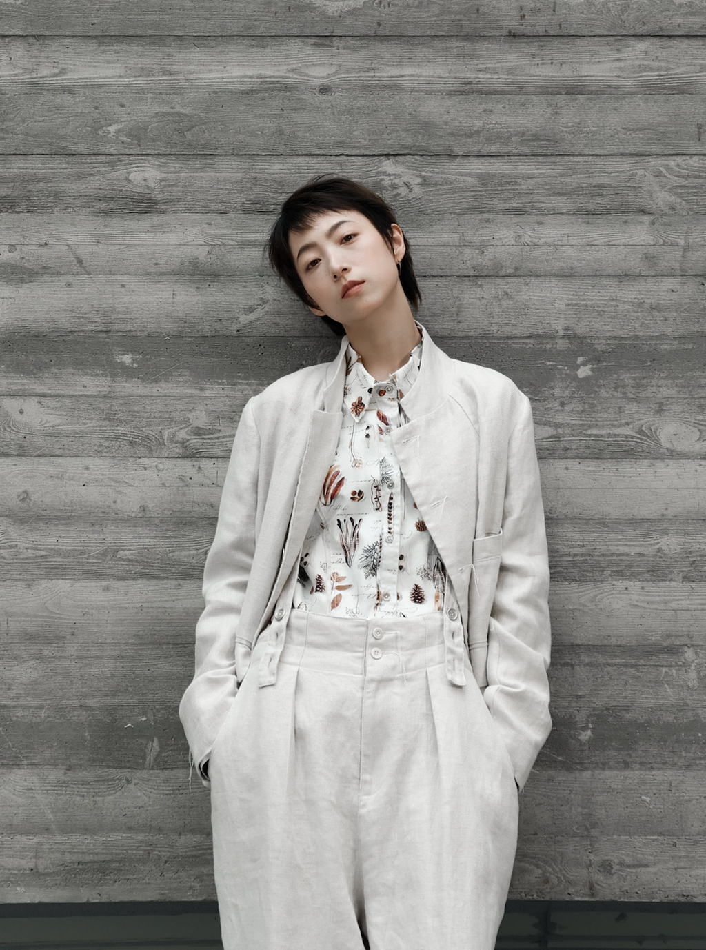 フルーツプリントアンティークシャツ