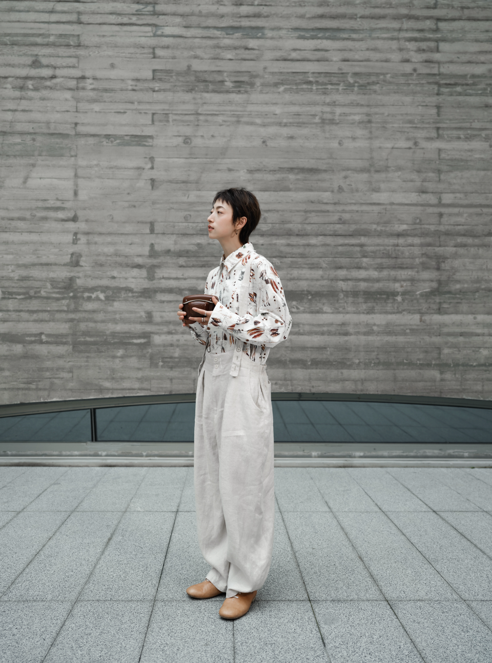 フルーツプリントアンティークシャツ