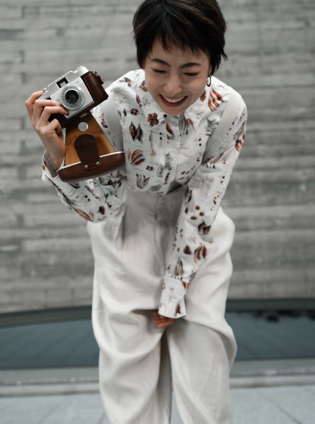 フルーツプリントアンティークシャツ