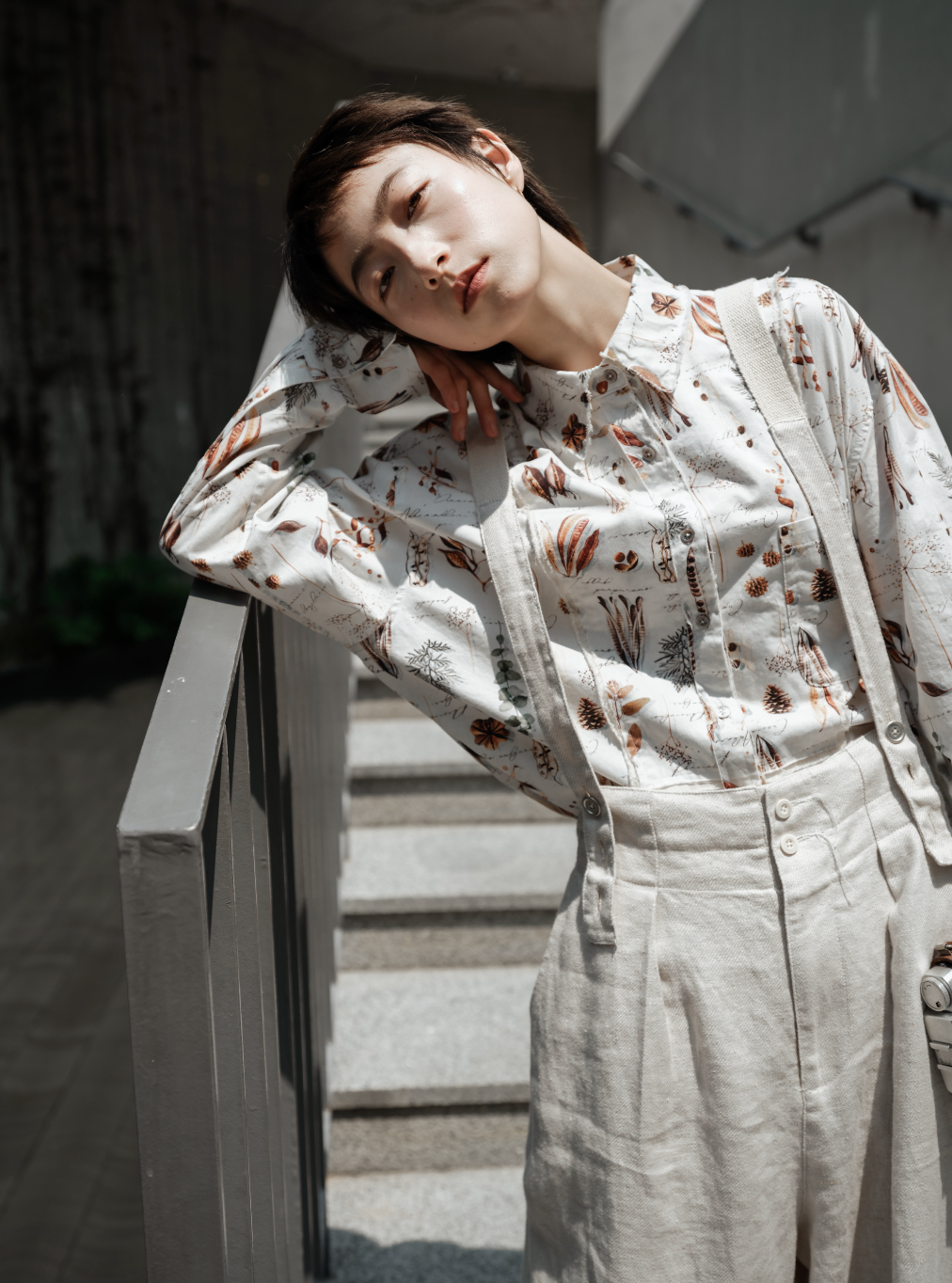 フルーツプリントアンティークシャツ