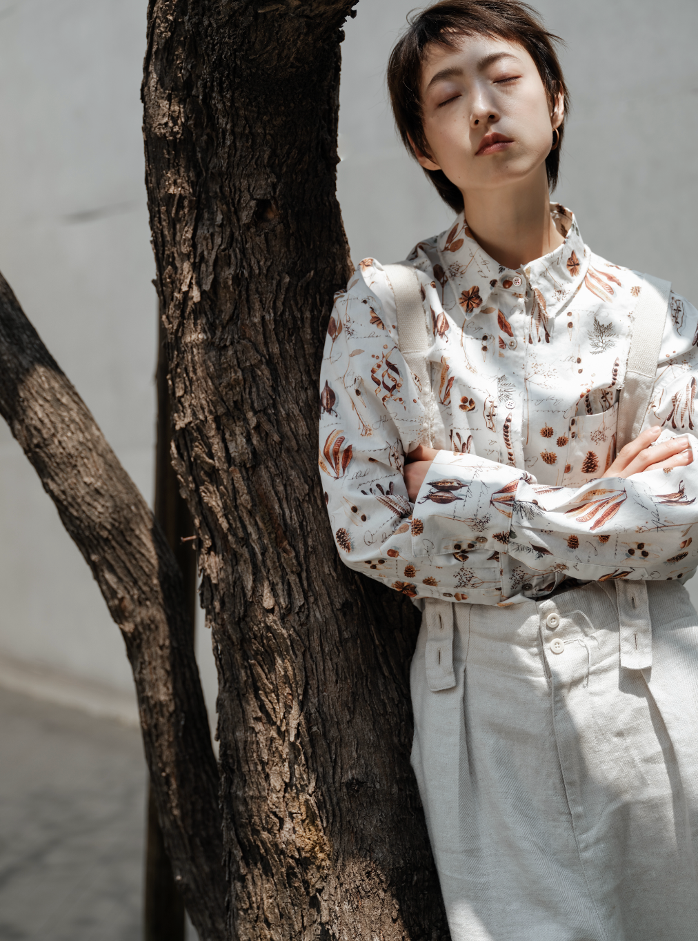 フルーツプリントアンティークシャツ