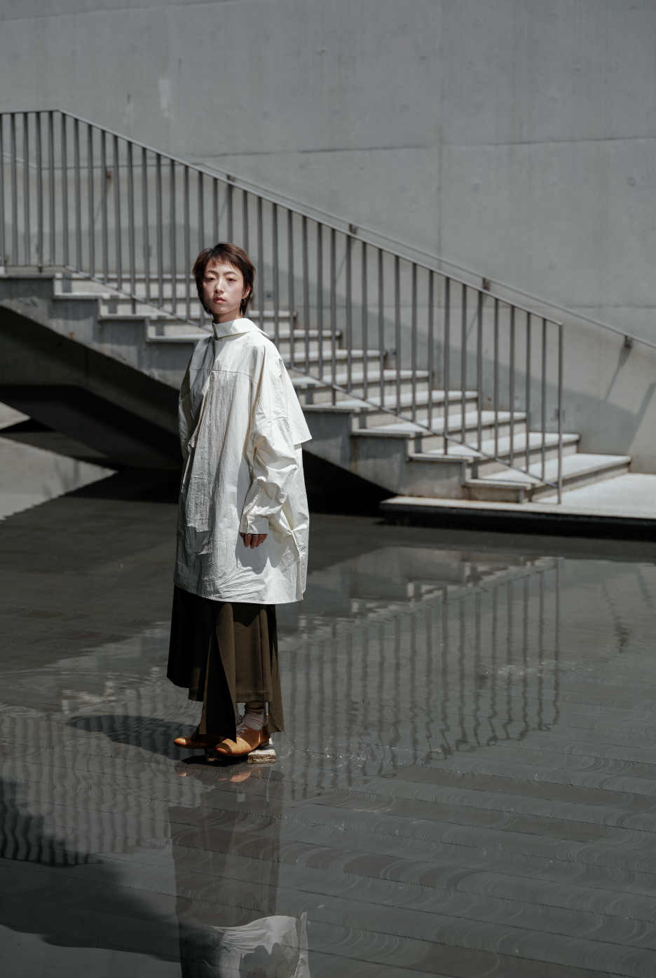 リバーシブルコート風シャツ