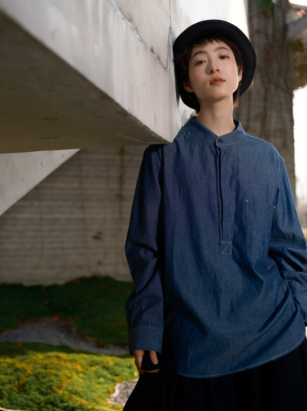 日系ベーシックデニムシャツ