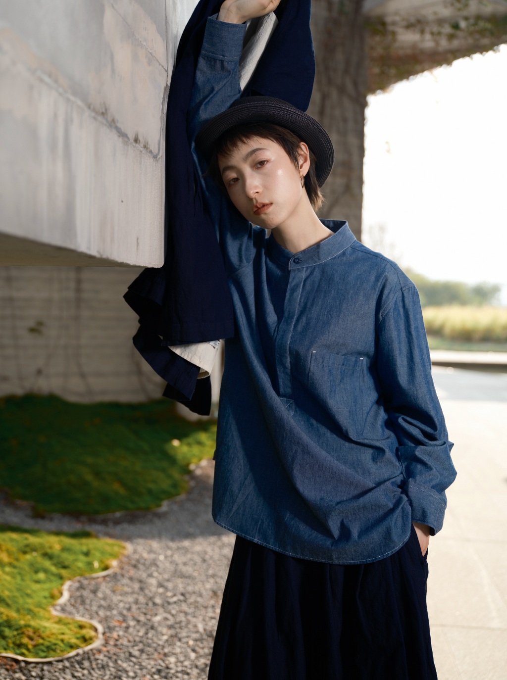 日系ベーシックデニムシャツ