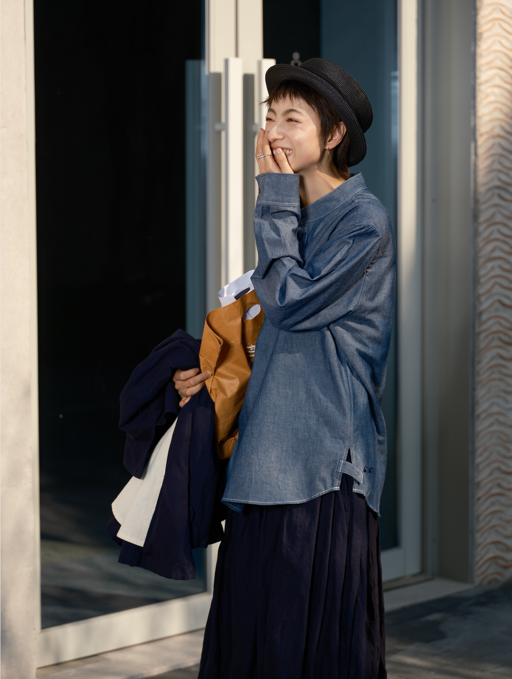 日系ベーシックデニムシャツ
