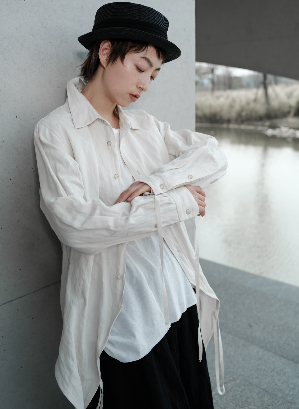 アシンメトリー長袖Tシャツ