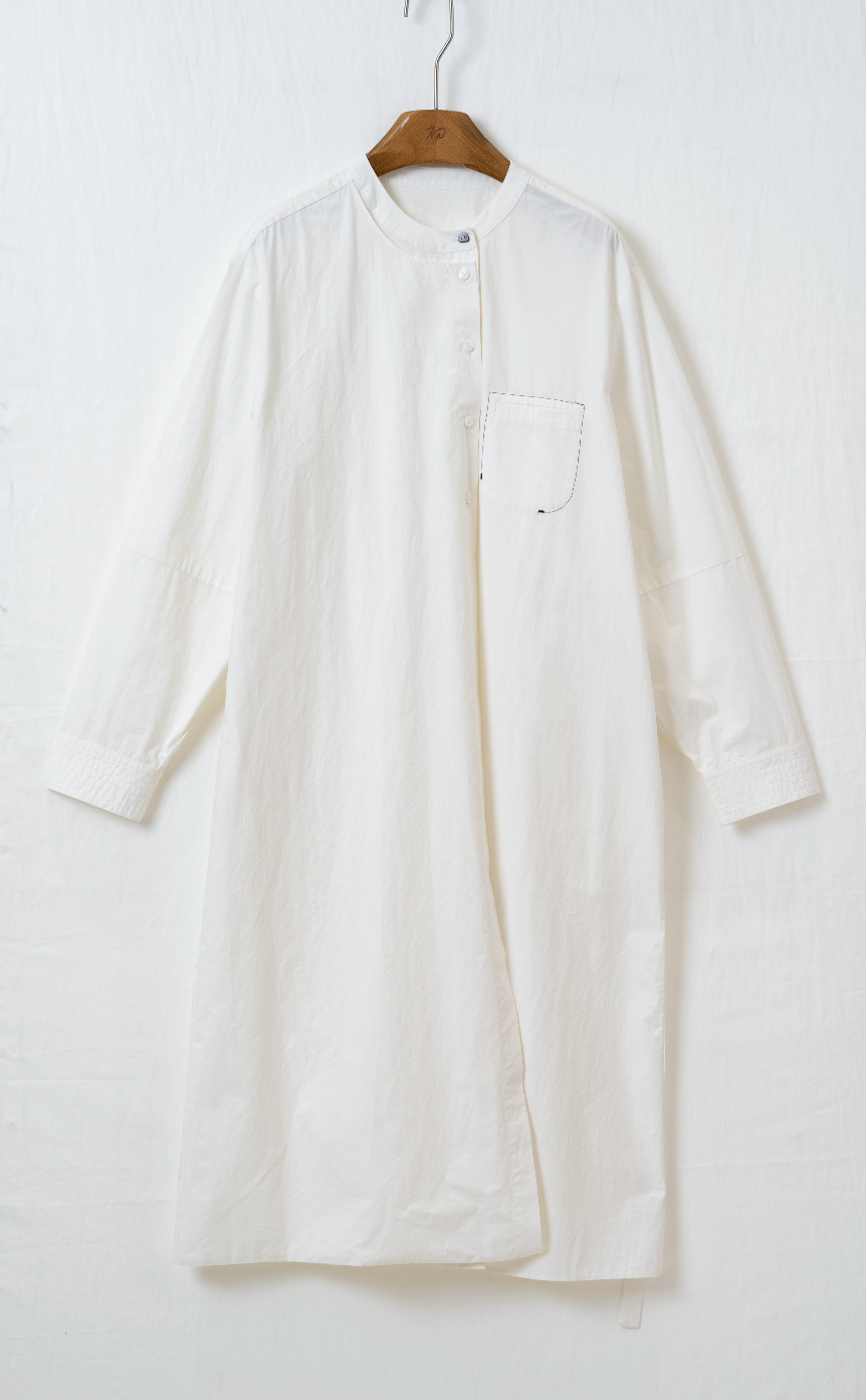 配色ポケットレイヤード風シャツワンピース