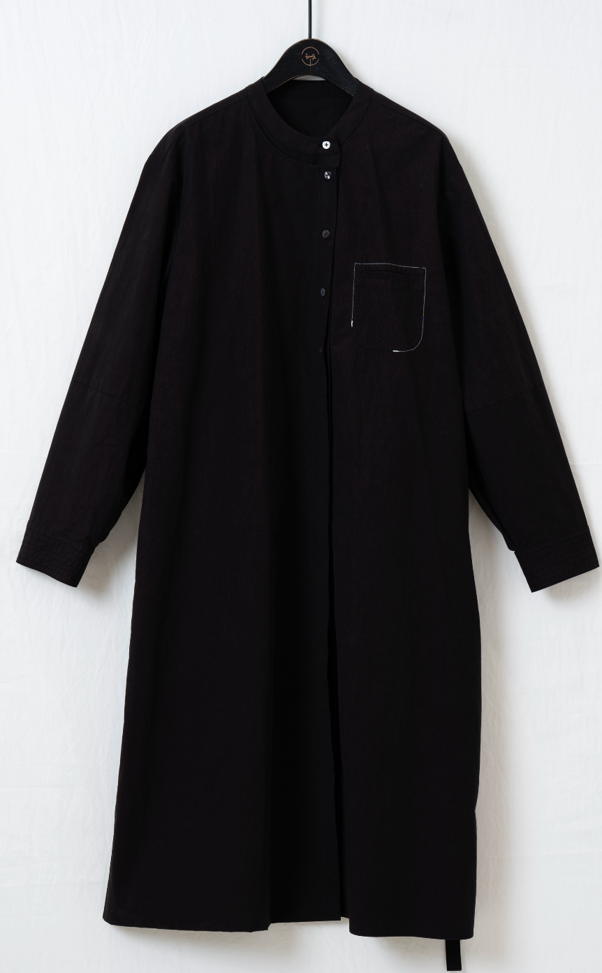 配色ポケットレイヤード風シャツワンピース