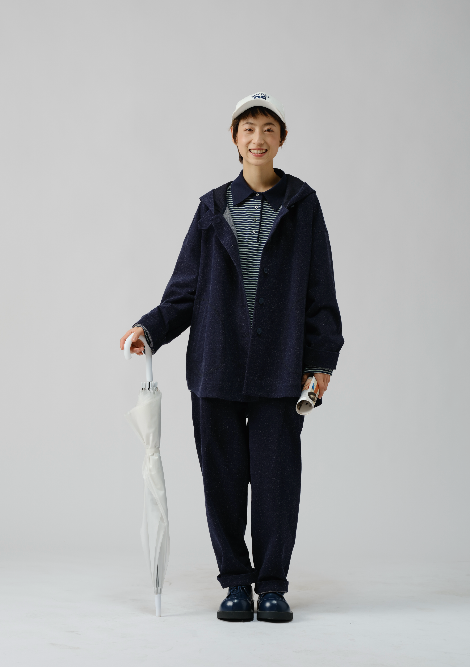 日系ニットデニムパンツ