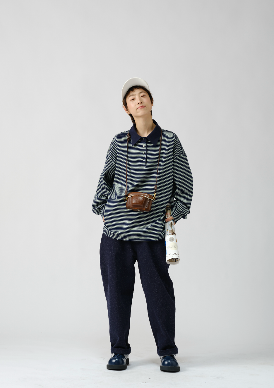 日系ニットデニムパンツ