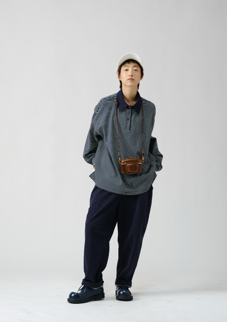 日系ニットデニムパンツ