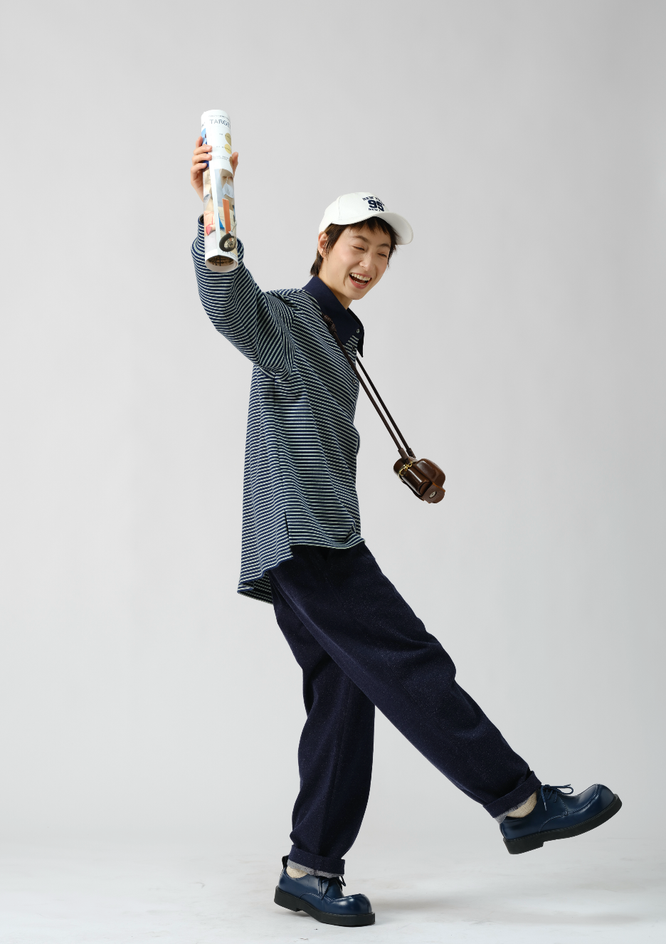 日系ニットデニムパンツ