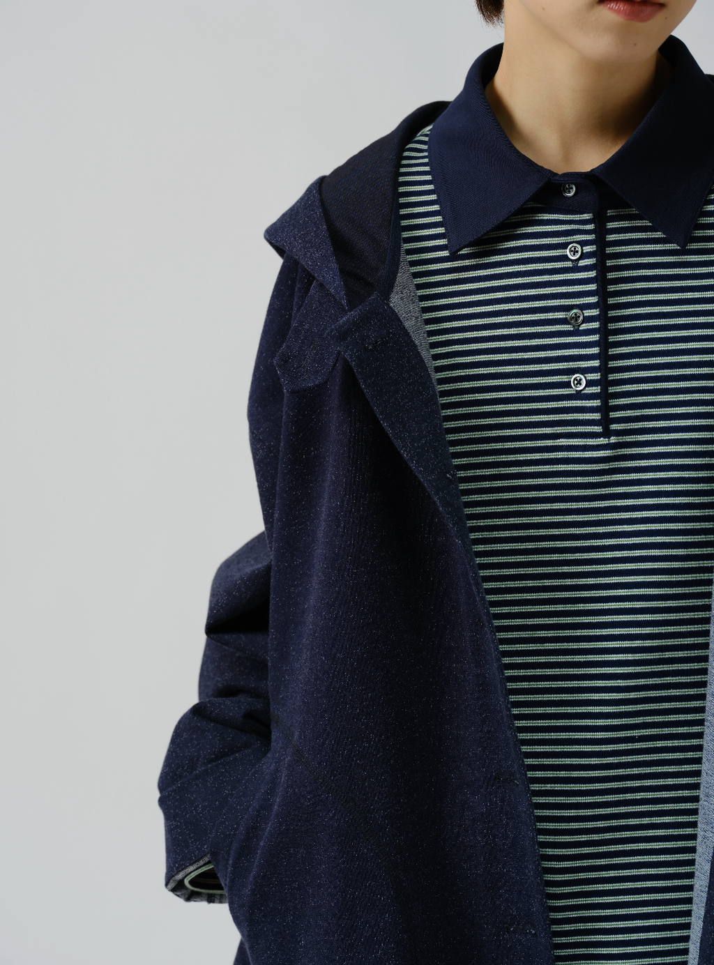 ニットデニムフーディーアウター