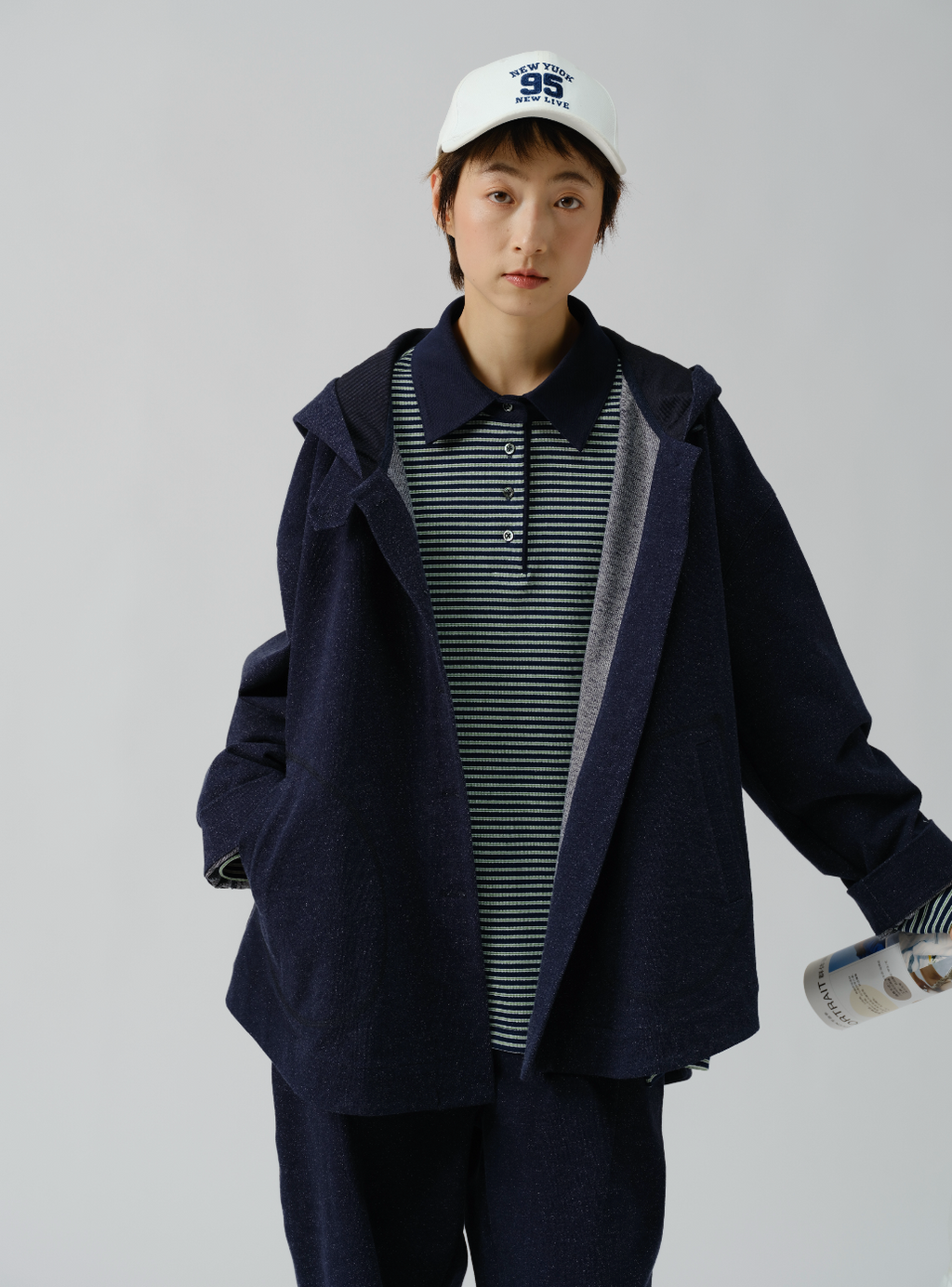 ニットデニムフーディーアウター