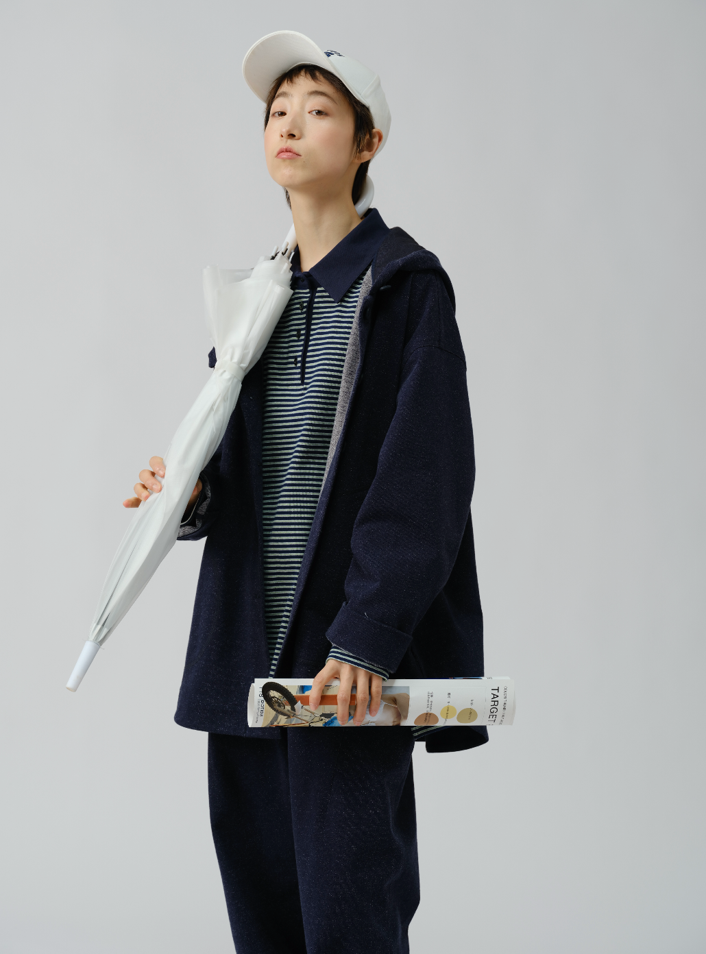 ニットデニムフーディーアウター