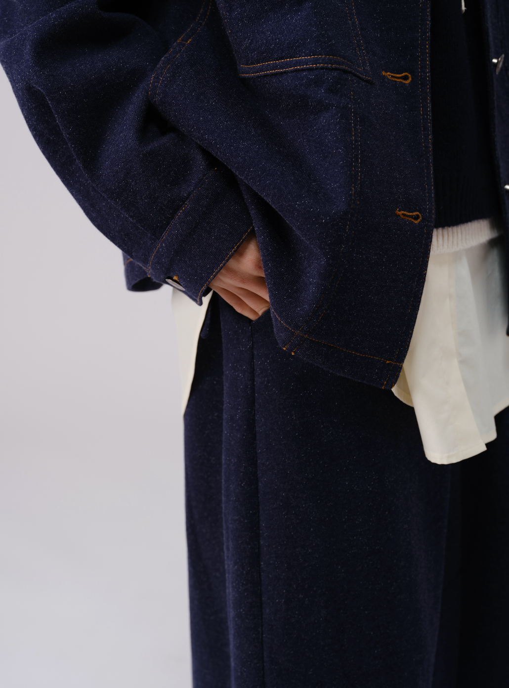 日系ニットデニムジャケット