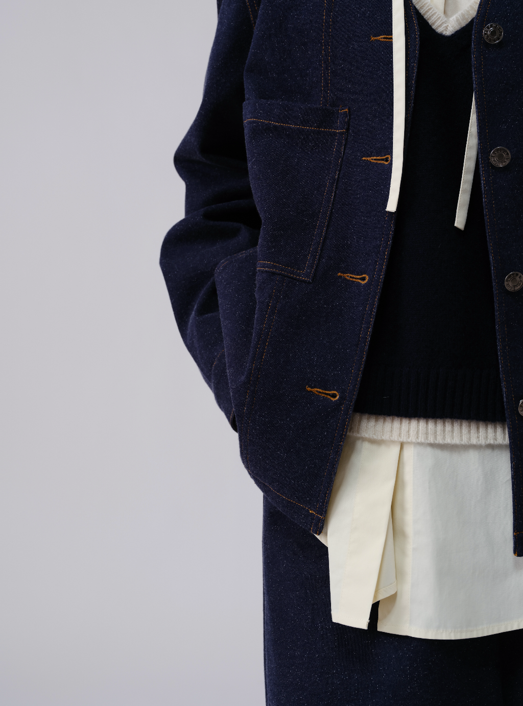 日系ニットデニムジャケット