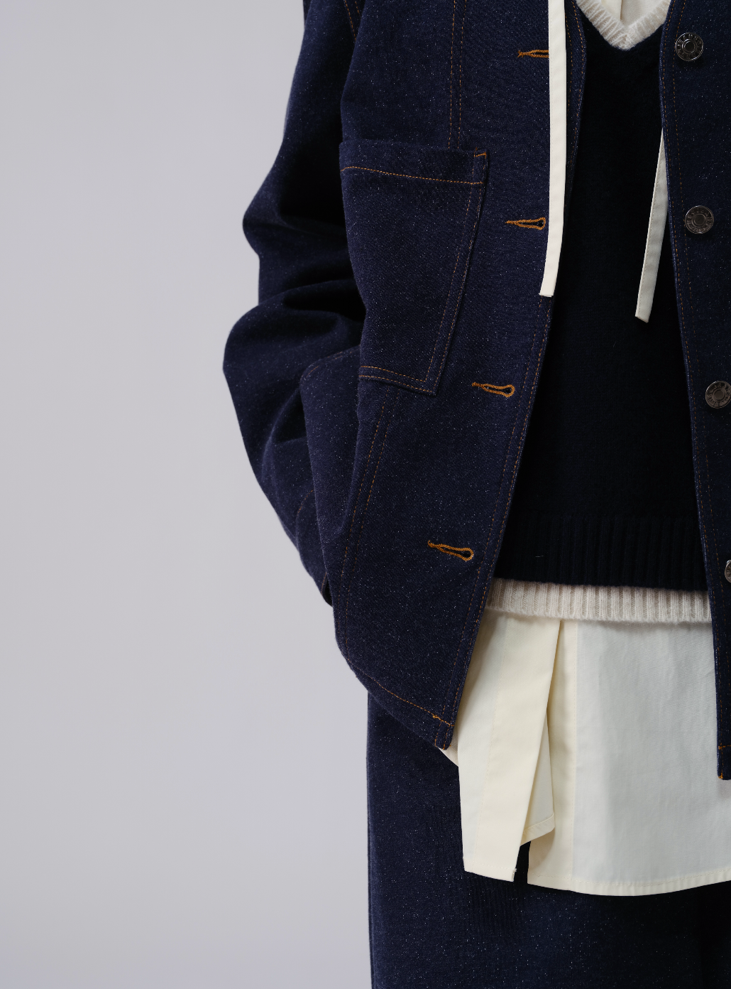 日系ニットデニムジャケット