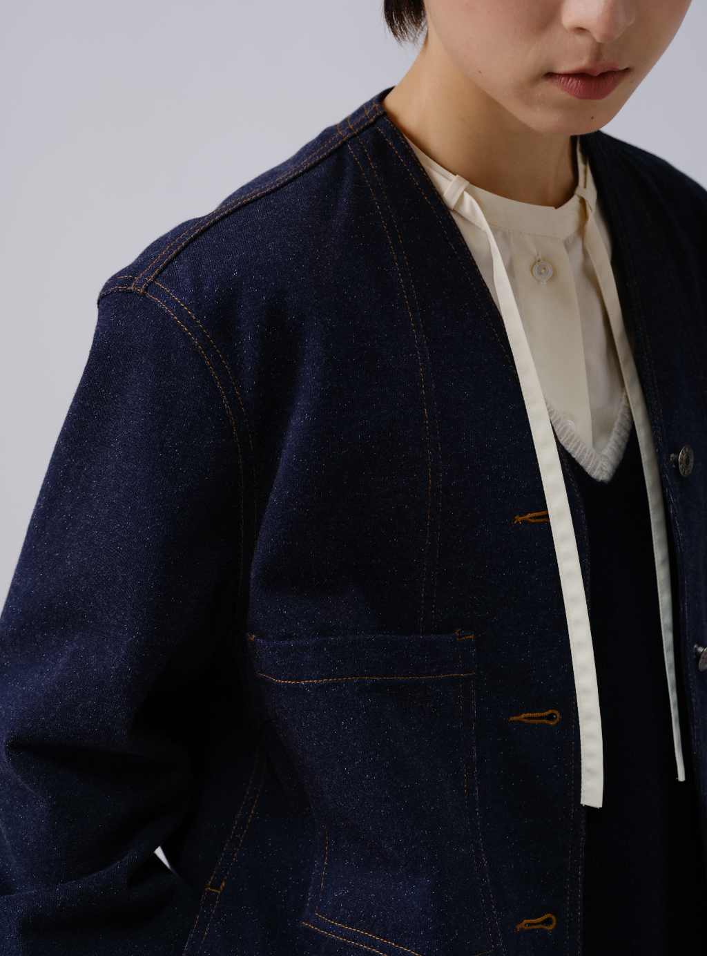 日系ニットデニムジャケット