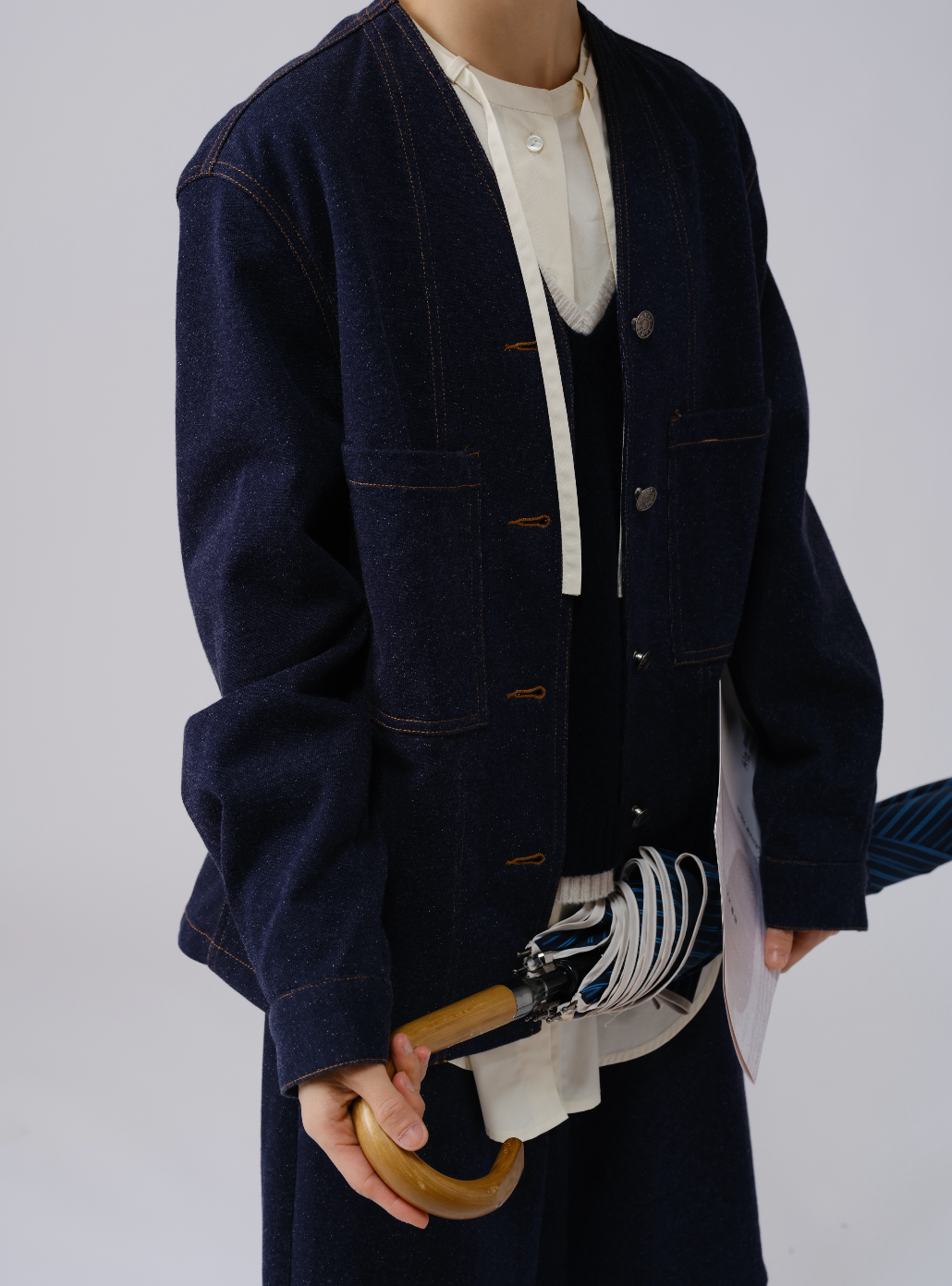 日系ニットデニムジャケット