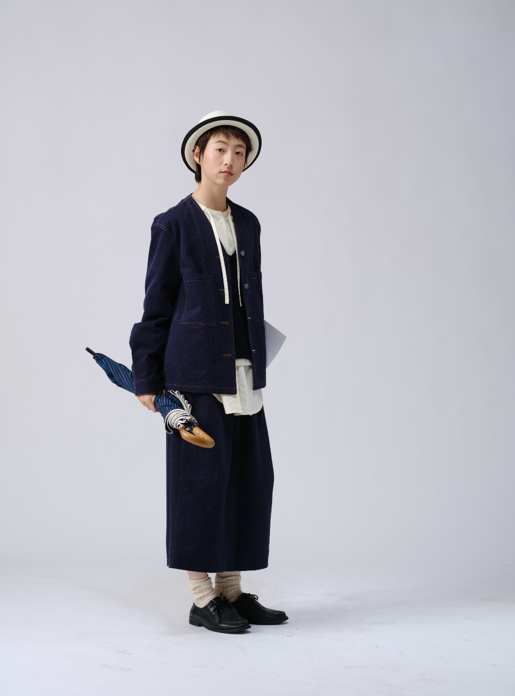 日系ニットデニムジャケット